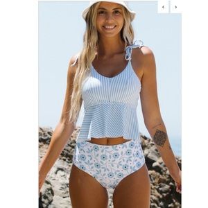 Beachsissi Women’s Tie Shoulder Tankini Swimsuit